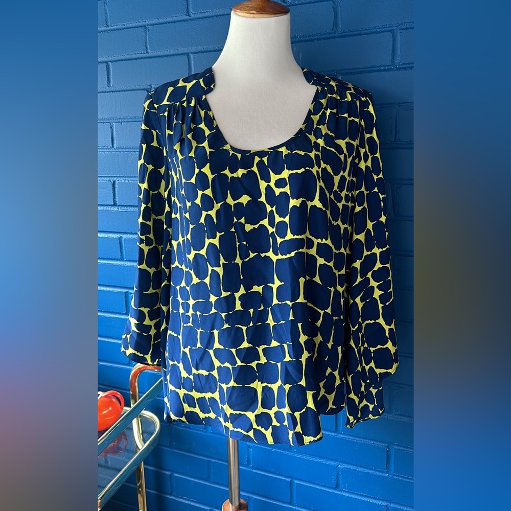 Alice & trixie blue yellow silk blouse